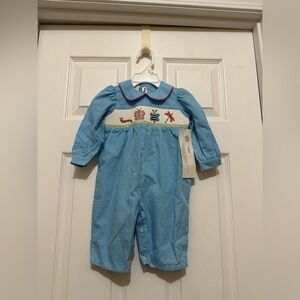 Vintage Silly Goose Blue Gingham Kids One Piece New with Tag